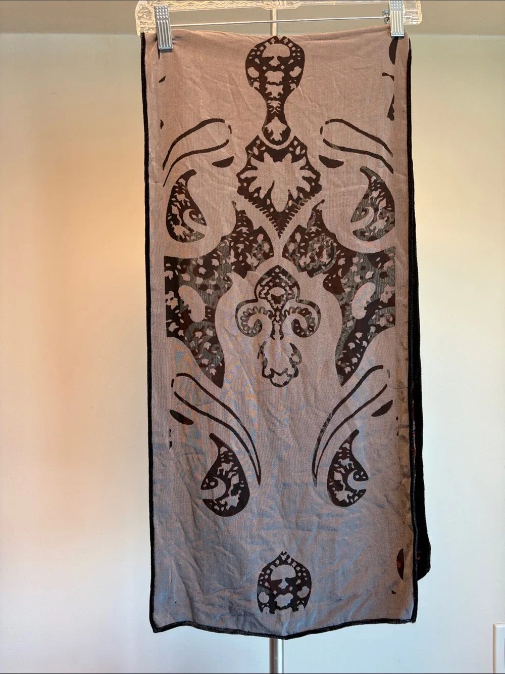 Vintage Devoré Silk Velvet Paisley Scarf – Rich Autumn Tones